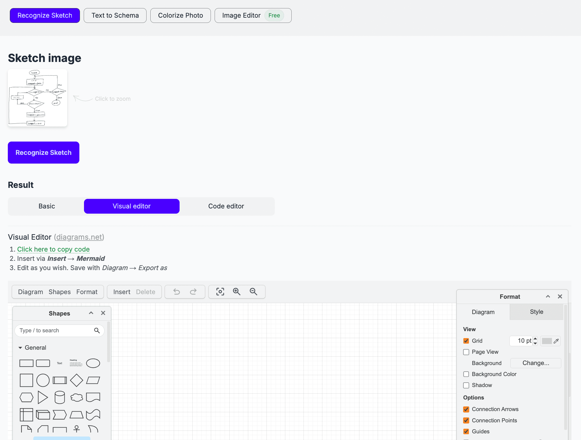 Visual editor option selected