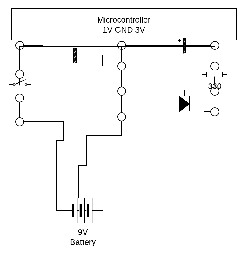 Editable diagram made from the sketch: 9V battery circuit, phone photo