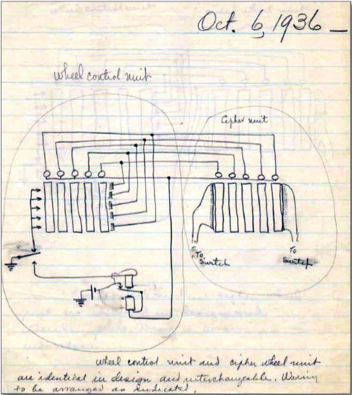 Hand-drawn sketch: A wiring sketch from 1936