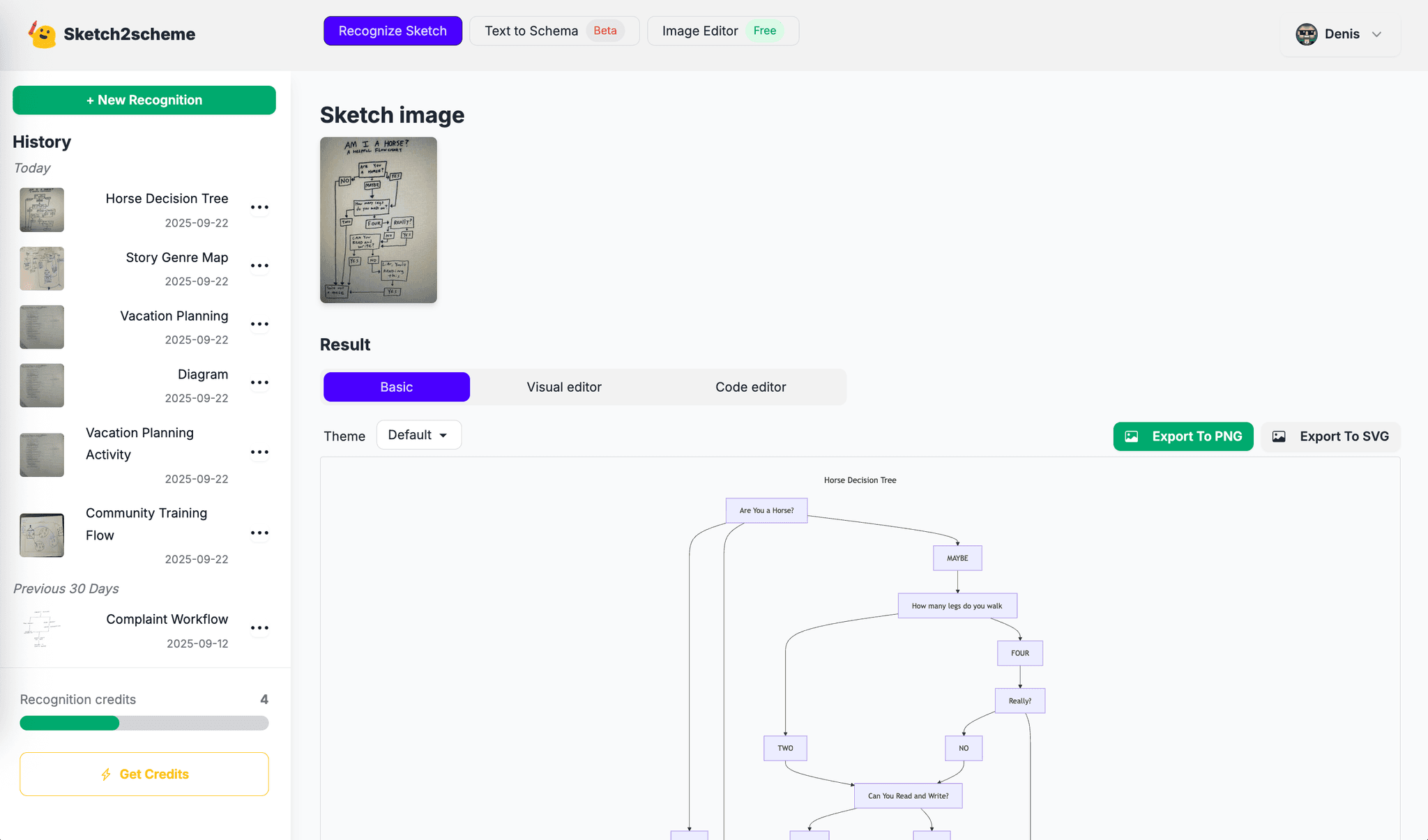 Recognize Sketch feature screenshot