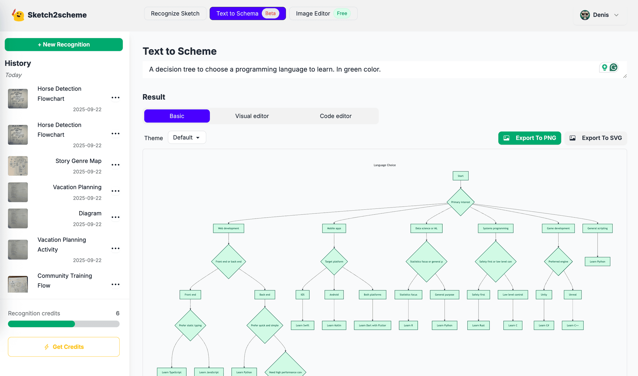 Text to Schema feature screenshot